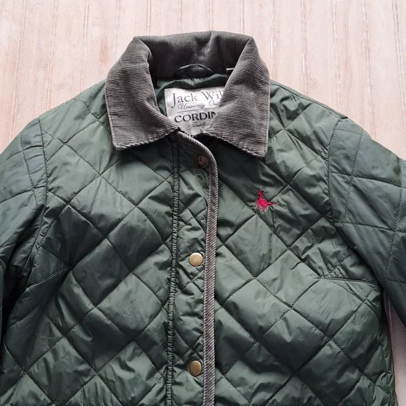 Jack Wills Cordings Quilted Barn Jacket Snap Zipper Elbow Patch Corduroy Collar - Picture 4 of 11